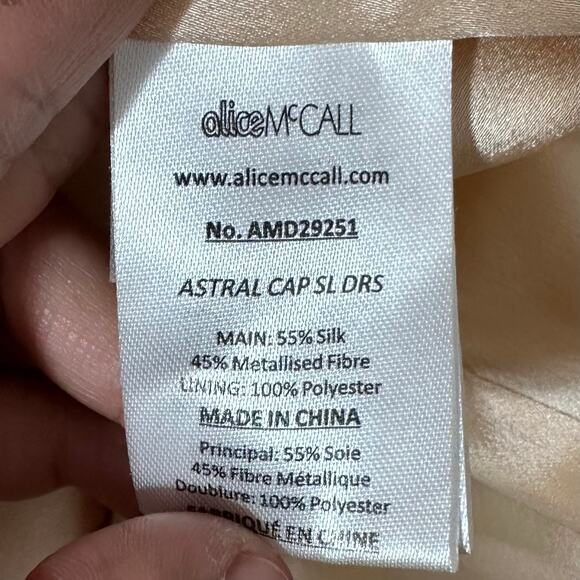 Alice McCall Astral Plane Cap Sleeve Metallic Gold Mini Dress Size 6 $475 - Picture 9 of 16